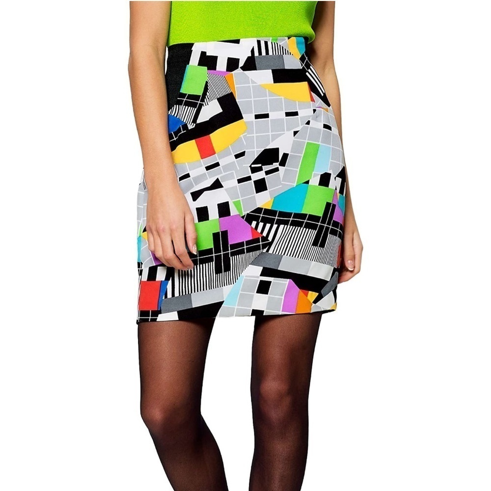 OppoSuits Miss Testival Vibrant Geometric Graphic Skirt Size 14 Multicolour